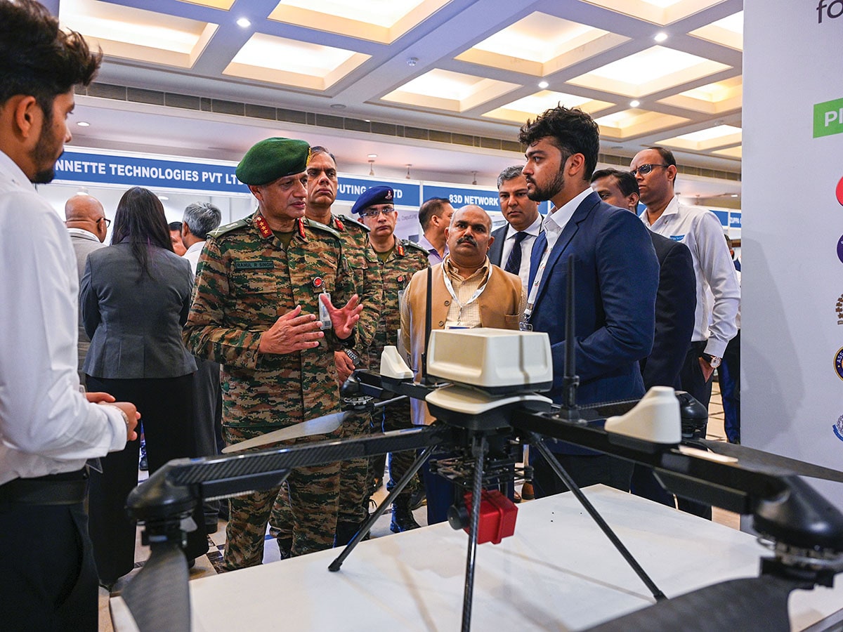 Deputy Chief of Army (Capability Development and Sustenance) Lt-Gen Rahul Singh during the ‘New Age Military Technologies’ exhibition in New Delhi in July
Image: Arun Kumar/ The India Today Group via Getty Images
