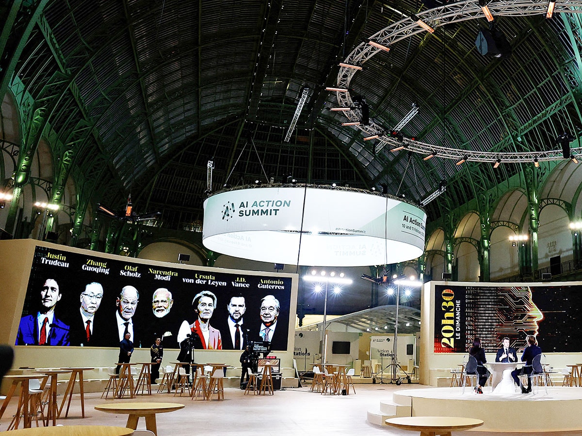 The Grand Palais on the eve of the Artificial Intelligence (AI) Action Summit, in Paris, on February 9, 2025.
Image: Gonzalo Fuentes / POOL / AFP