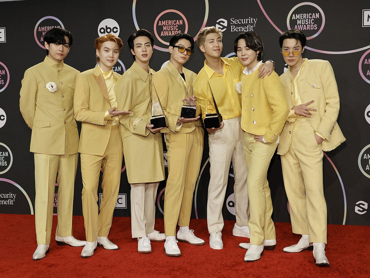 Wildly popular K-Pop boy band BTS (pictured here in 2021) promises to reunite in June after its seven members finish their mandatory military service. 
Image: Rob Latour/Shutterstock©