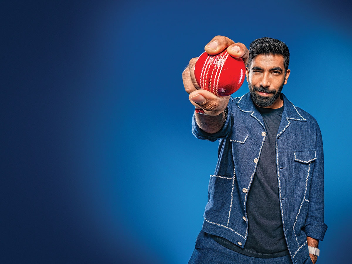 Jasprit Bumrah, India's premier fast bowler   Image: Mexy Xavier; Wardrobe: Shacket-Countrymade; Styling: Nayaab Randhawa; Styling Assistant: Sezmin; Hair: Team Hakim’s Aalim (Akash); Makeup: Team Juhika Bumrah (Mehek Singh)