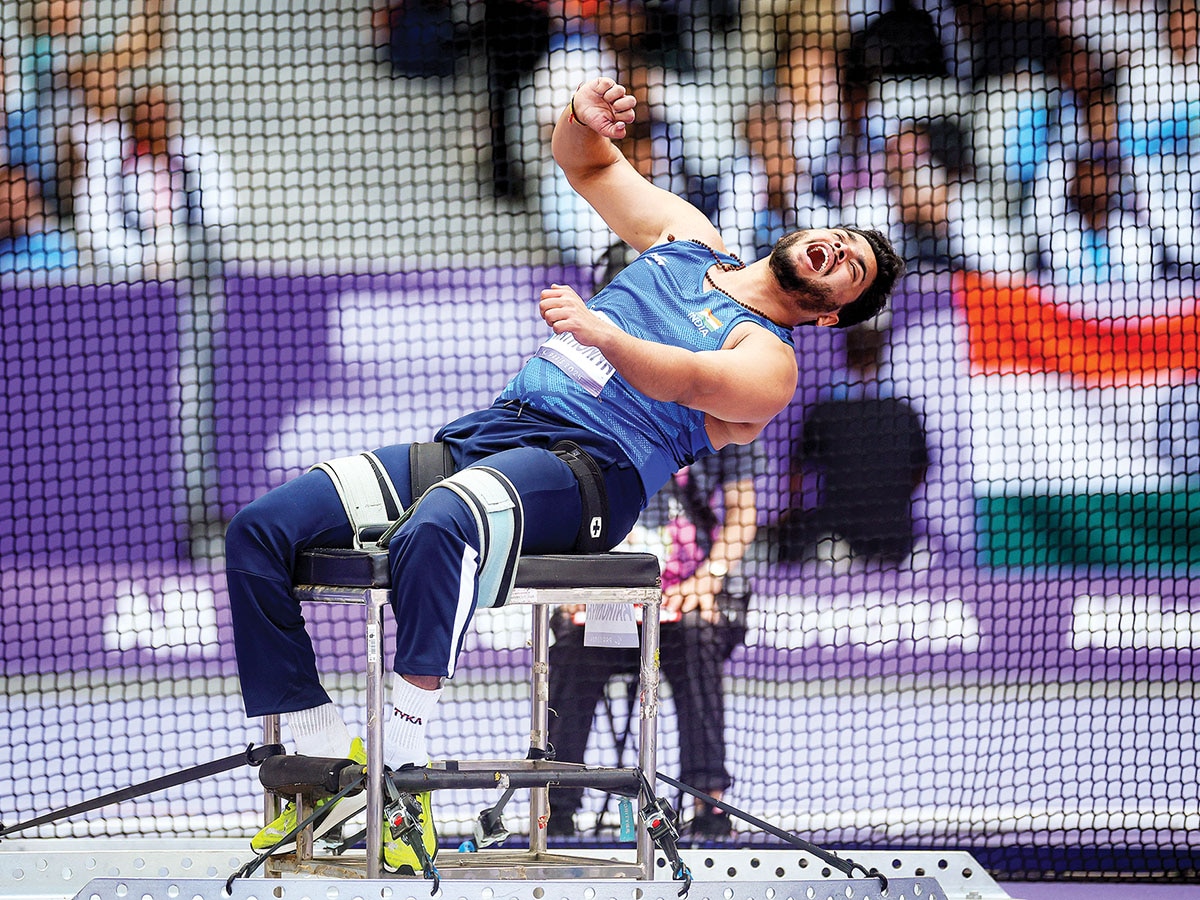 Yogesh Kathuniya at the Men’s Discus Throw F56 Final at the Paris 2024 Summer Paralympic Games
Image: Ezra Shaw / Getty Images