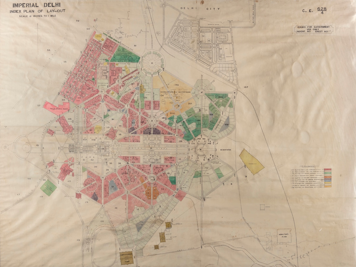 The original draft plans of Delhi by Edwin Lutyens
Image:  The DAG Archives
