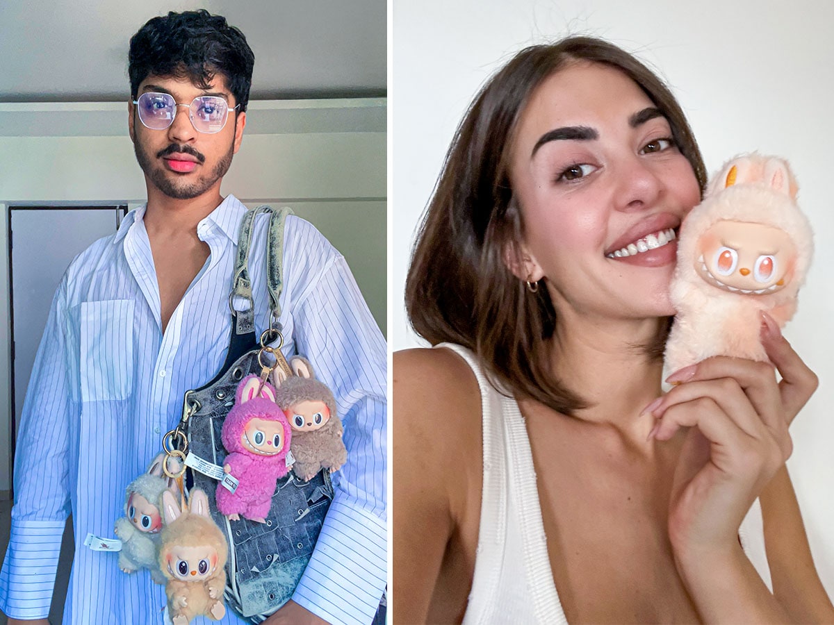 (Left) Influencer Shantanu Dhope invested close to Rs 6,000 to buy three dolls in Bangkok. (Right) For model and actor Alicia Kaur, her labubu was 