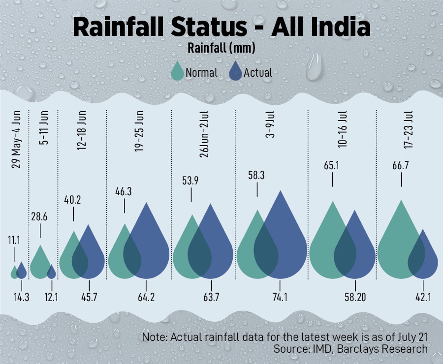Rain Watch for July 17-23: Monsoon moderates, kharif rice sowing advances
