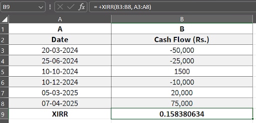 Calculating XIRR in mutual funds