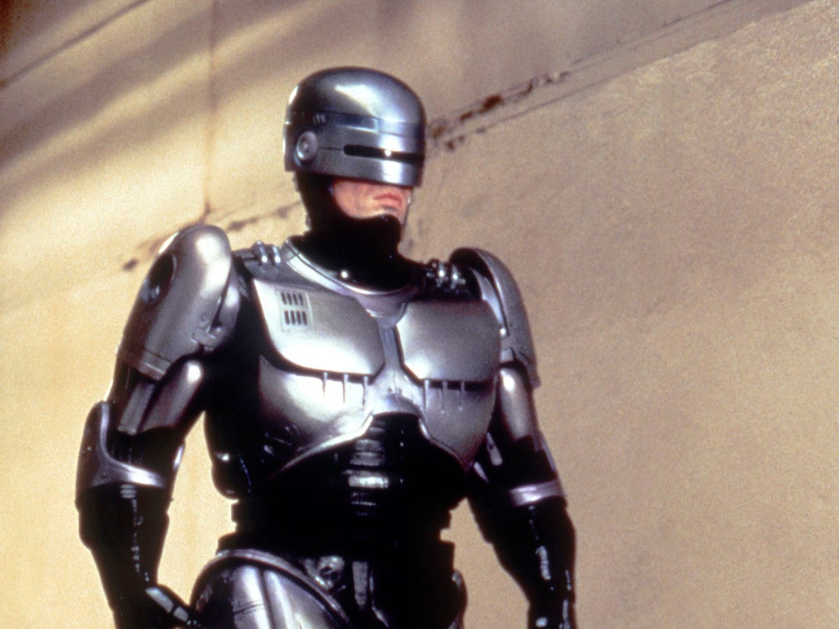 American actor Peter Weller on the set of RoboCop, directed by Paul Verhoeven. Image: Orion Pictures Corporation/Sunset Boulevard/Corbis via Getty Images 