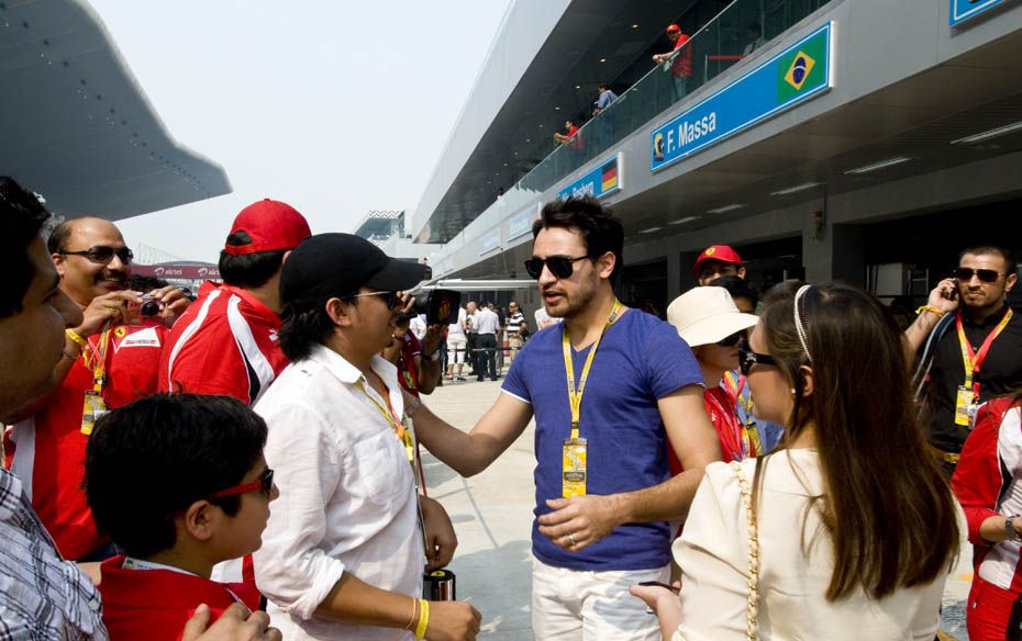 The Ferrari pit was the most popular hangout for celebrities. After Harbhajan Singh, Bollywood actor