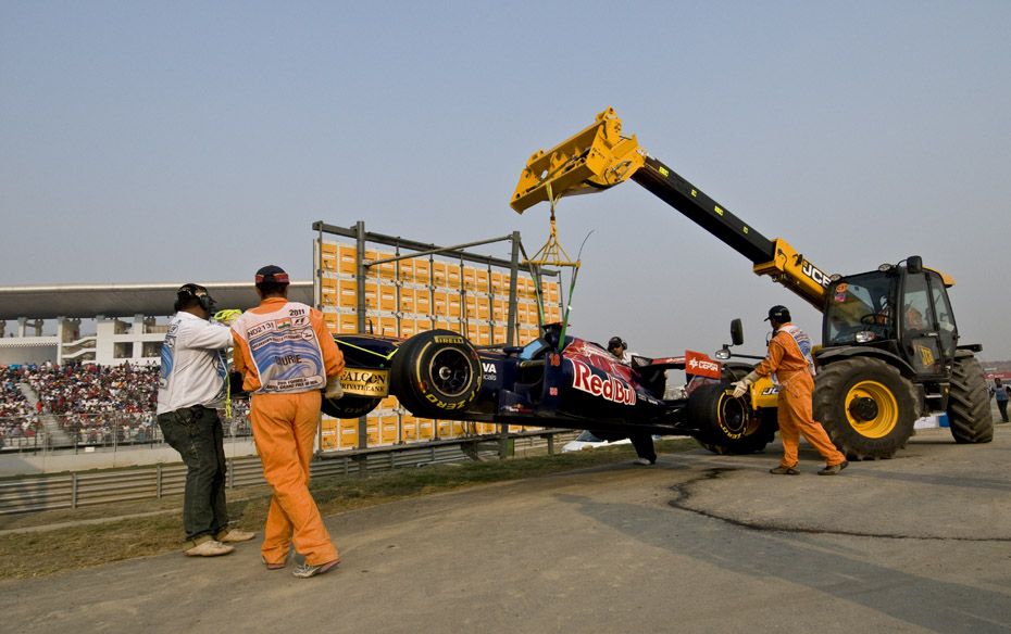 The car gets towed away                        