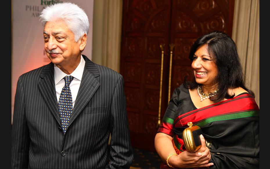 Azim Premji and Kiran Mazumdar Shaw before the inaugural Forbes India Philanthropy Awards kicked on 