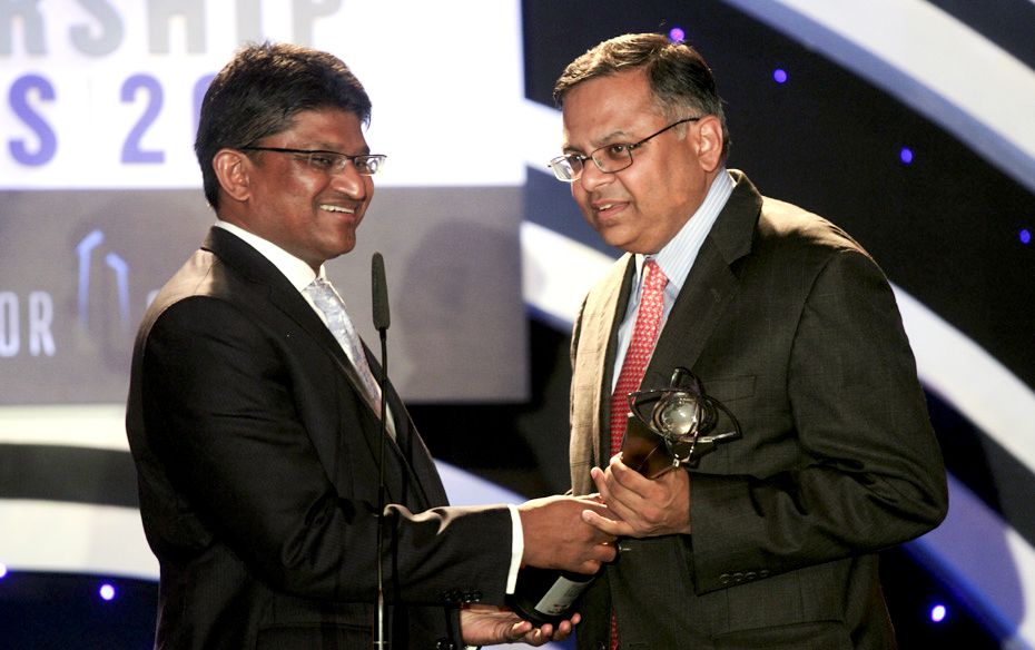  N Chandrasekaran, CEO and MD, TCS, receives the award for Best CEO-Private Sector             