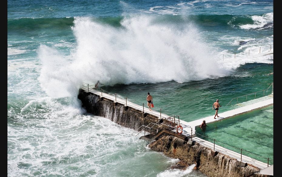 AUSTRALIA Huge waves crash over Icebergs club at Bondi Beach in Sydney                        