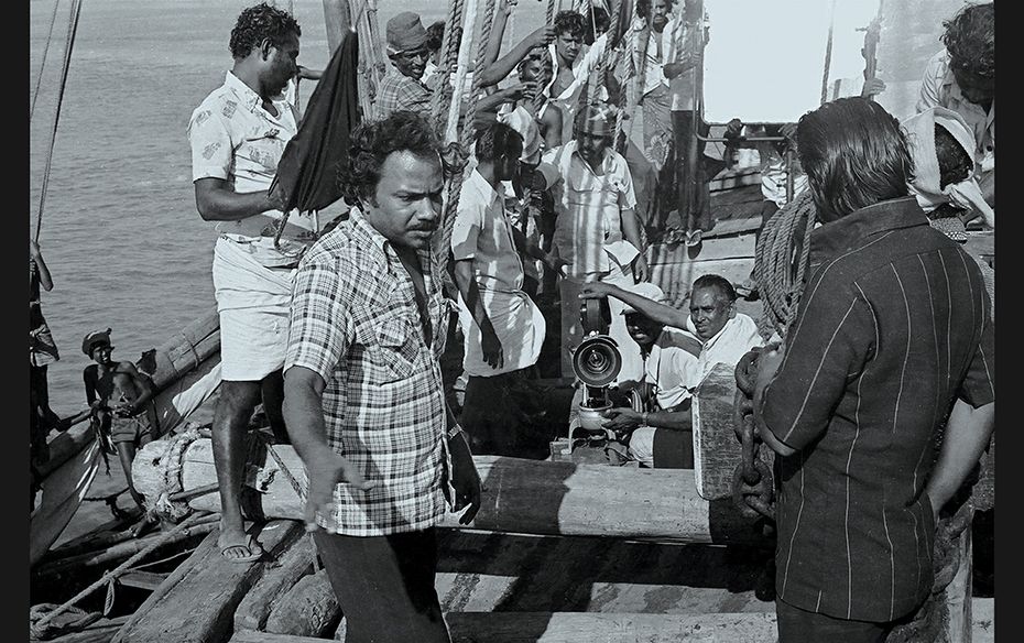 An older MT on the sets of the film, Murappennu, (1965), which he directed 