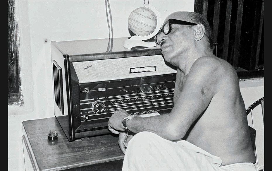  Rajan captured his muse’s  love for music by taking a picture of Basheer listening to the rad