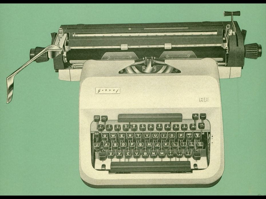 AB – the Handsome typewriterAttractive, two-toned finish, the first one to have 15 space autom