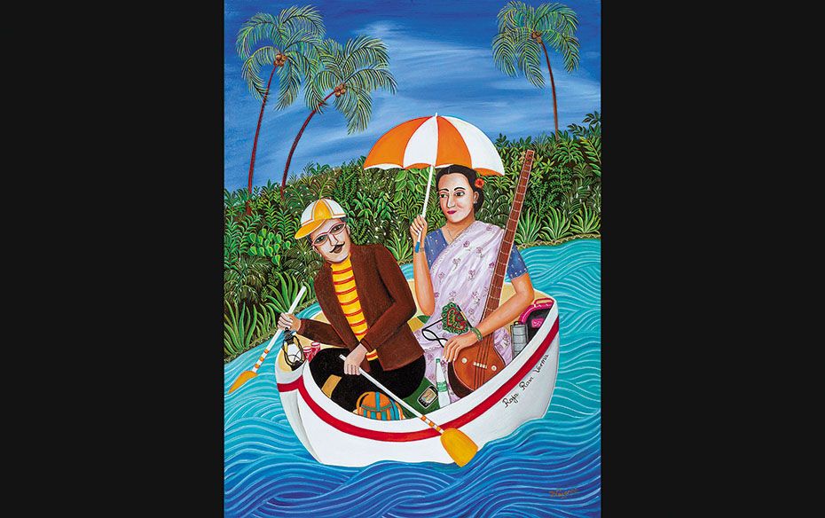 Romancing the middle classNAYANAA KANODIA (b. 1950)Kadabari’s JoyrideOil on canvas48 x 36 inch