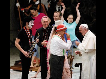 Pope Francis meets circus performers—members of circus clubs, fairs, funfair workers, street&n