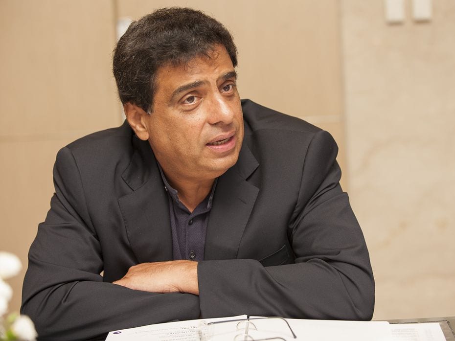 Ronnie Screwvala, co-founder and chairman of UpGrad, makes a point while discussing the FILA 2017 no
