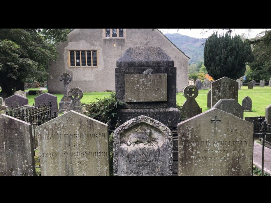 The grave of William Wordsworth in Grasmere, one of the most popular British poets of his time. Clos