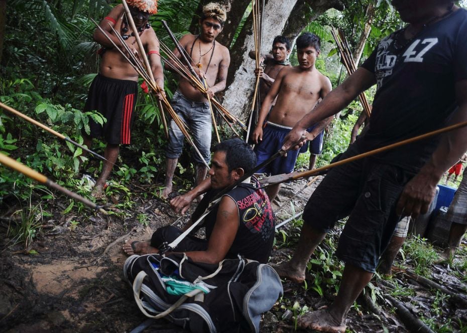 BrazilB. Munduruku Indian warriors hunt and detain an illegal gold miner in their territory in Para 