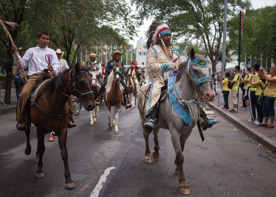 USAMembers of the Canupawakpa Dakota Nation Unity Riders, of the Sioux Native American tribe, are ph