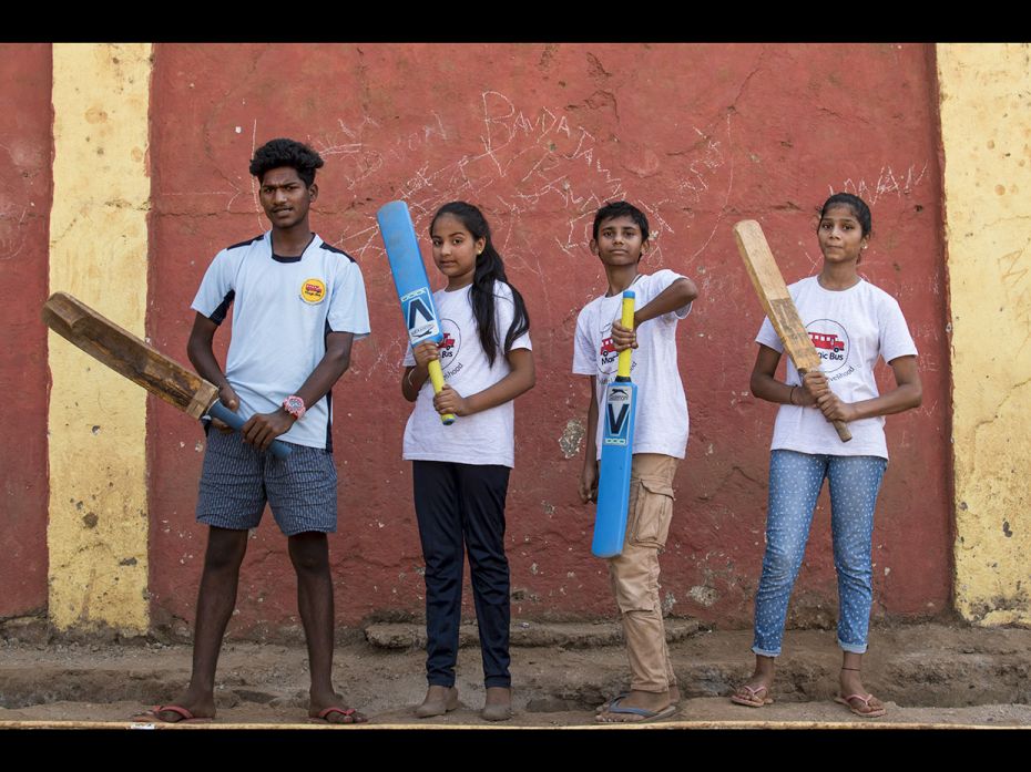 (L to R) Surya (17), Shamma (14), Irfan (14) and Bhavani (15), practice a few days before they final