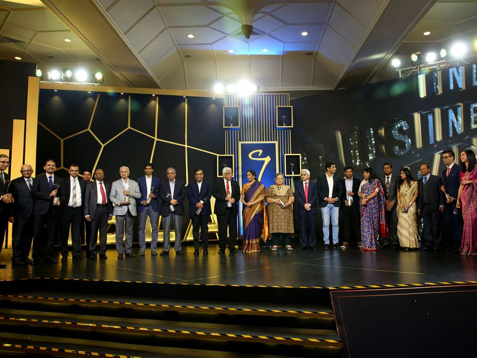 Winners and prominent guests with Finance Minister Nirmala Sitharaman at CNBC-TV18's India Business 