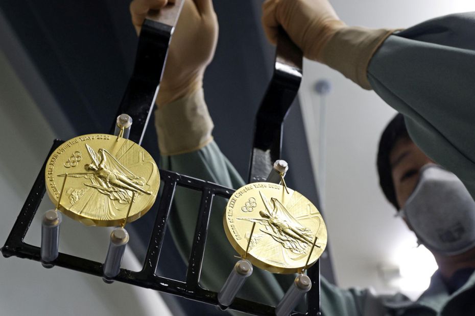 JAPAN: Gold medals for the 2020 Tokyo Olympics and Paralympics are displayed at Japan Mint in Osaka,