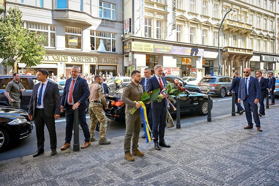 Ukraine's President Volodymyr Zelensky and Czech Prime Minister Petr Fiala visit the Velvet Revoluti