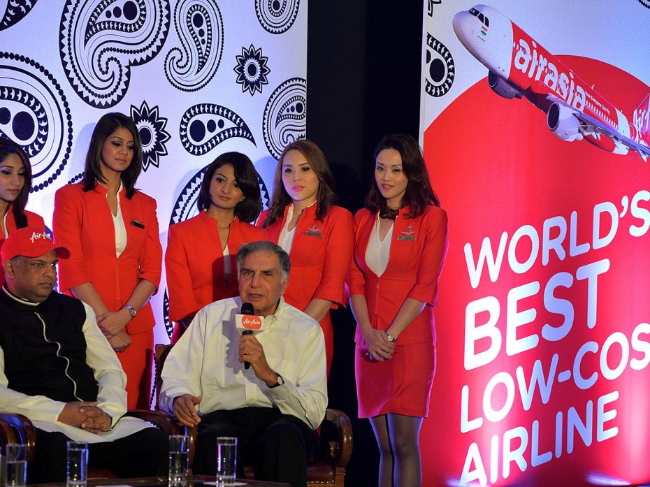 Air Asia Group CEO Tony Fernandes and Chairman Emeritus of the Tata Group and Air Asia India stakeho