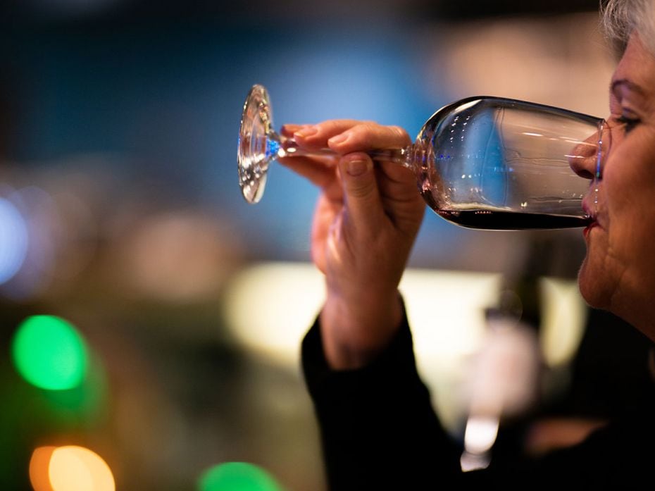 A customer drinks a glass of wine at the 'It's Italian Cucina' restaurant on April 05, 2023, in Aust