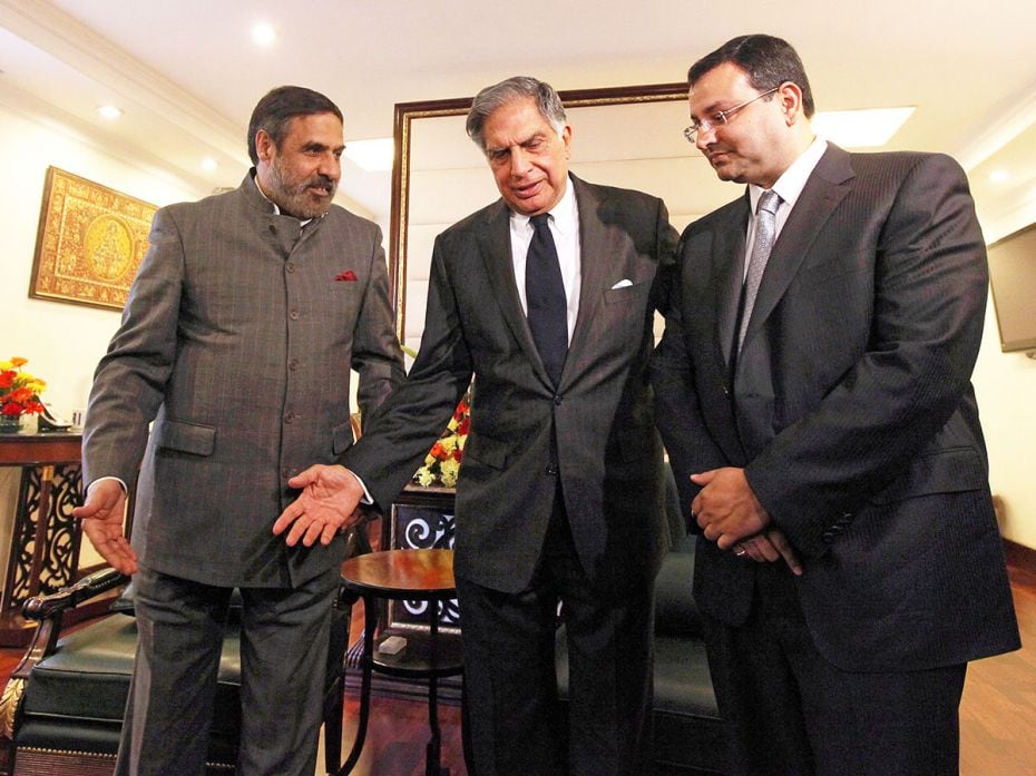 Ratan Tata, Chairman of Tata Sons and Cyrus Mistry (right), Deputy Chairman of Tata Sons, meet with 