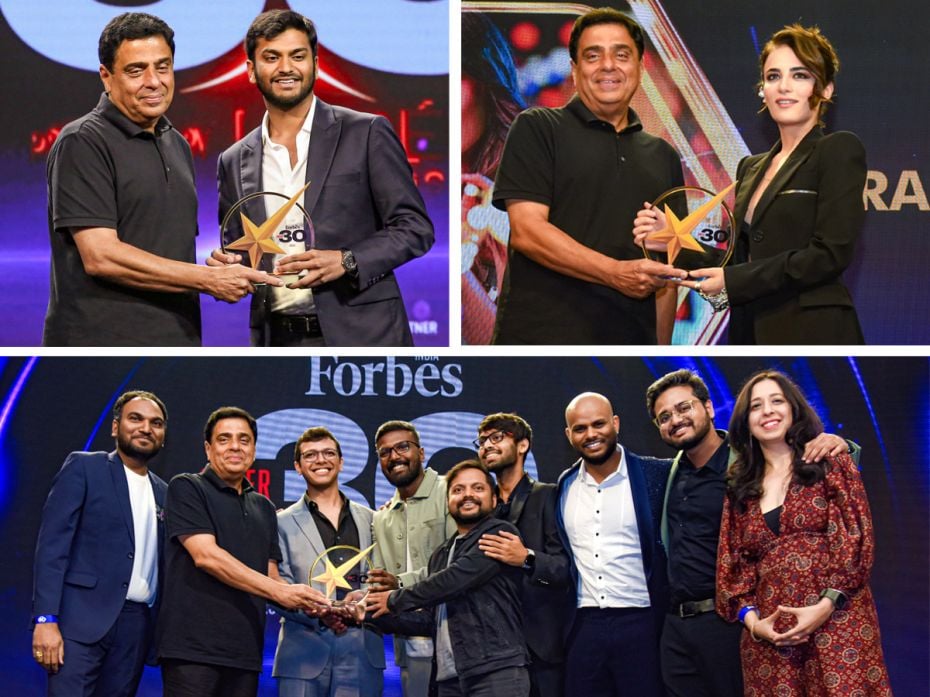 Clockwise from top left: Varun Sanghi, Head of Cartrade Ventures; Radhika Madan, Actor; and Chr