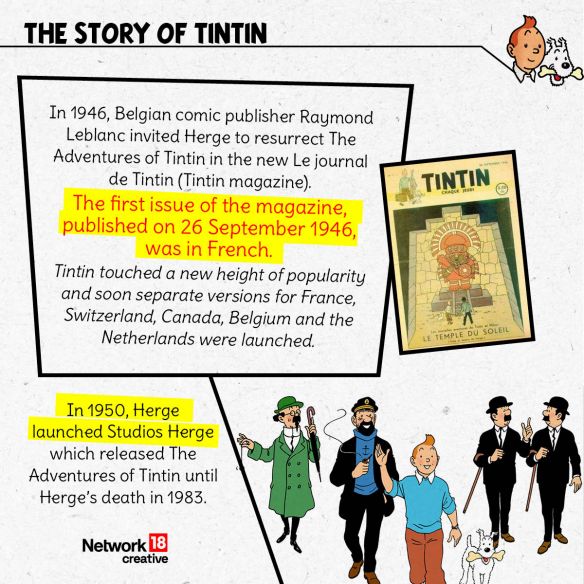 Success of Tintin's adventures after World War II.