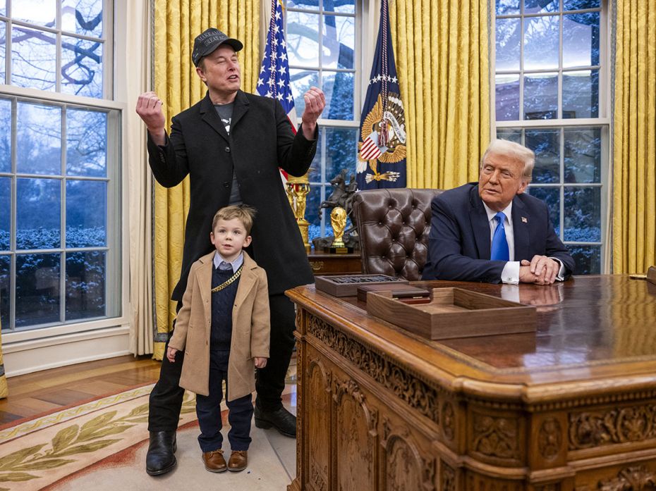 Brings kid to work
Dressed down in MAGA hats and t-shirts, Musk became a near constant presence in 