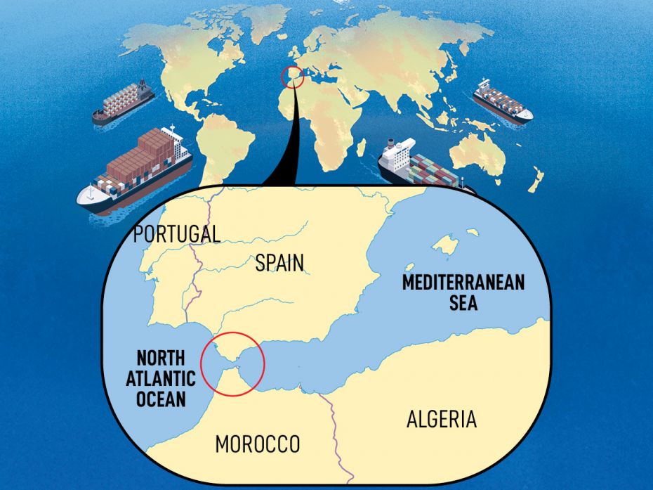 The Strait of GibraltarA natural link between the Atlantic  Ocean and the Mediterranean Sea, it sepa