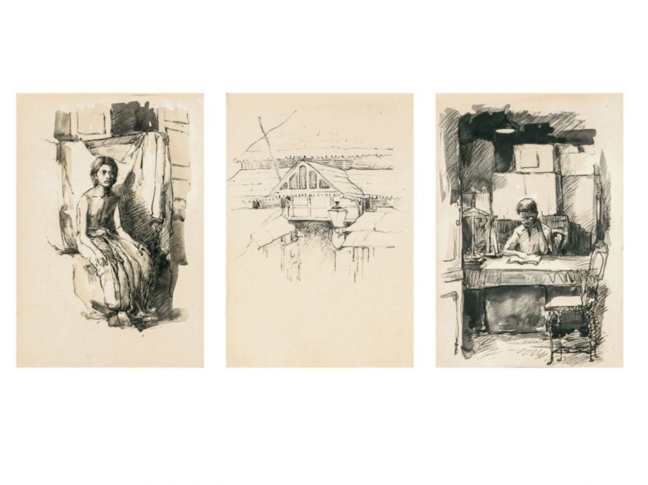 The auctioned lot included two sets of sketchbooks. These had sketches that Pyne had made while trav