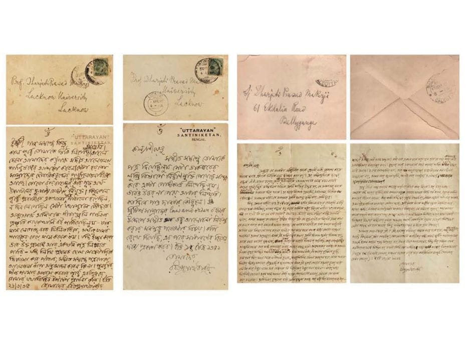 Twelve of the letters are written on distinct letterheads from places such as Santiniketan, Darjeeli